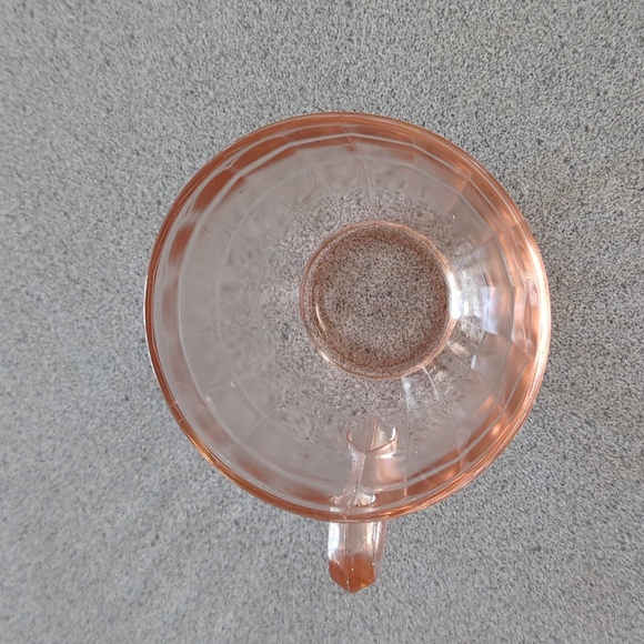 Anchor Hocking Pink Glass Block Optic 8oz Smooth Handled Cup Depression Glass - Picture 4 of 5